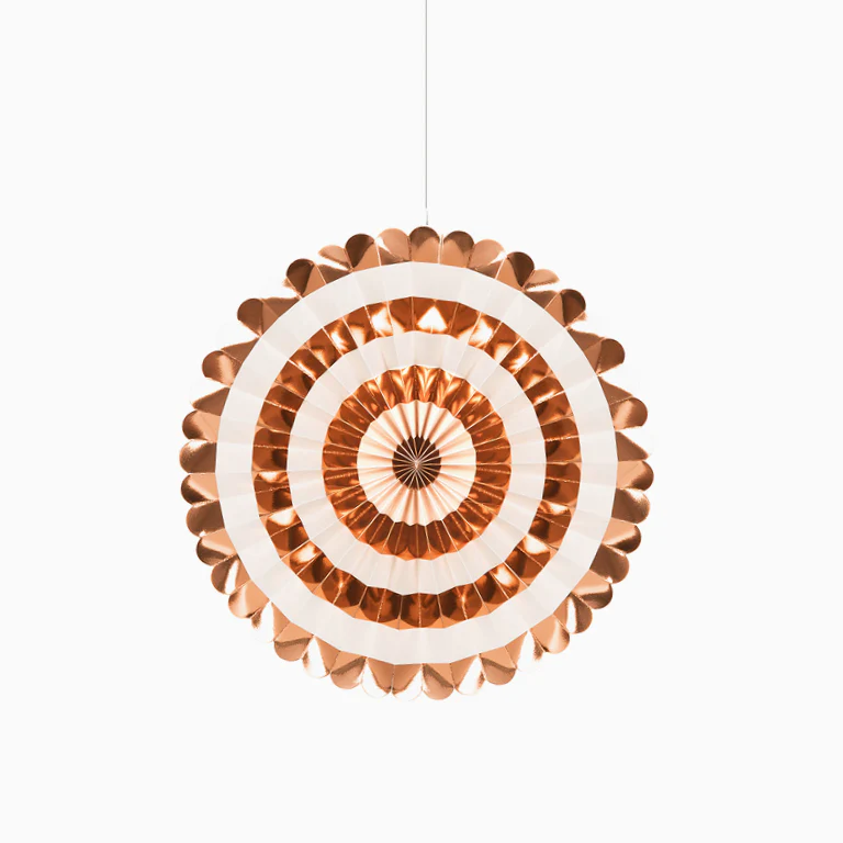 Abanico Papel Ø 35 cm Metalizado Oro Rosa en Espiral