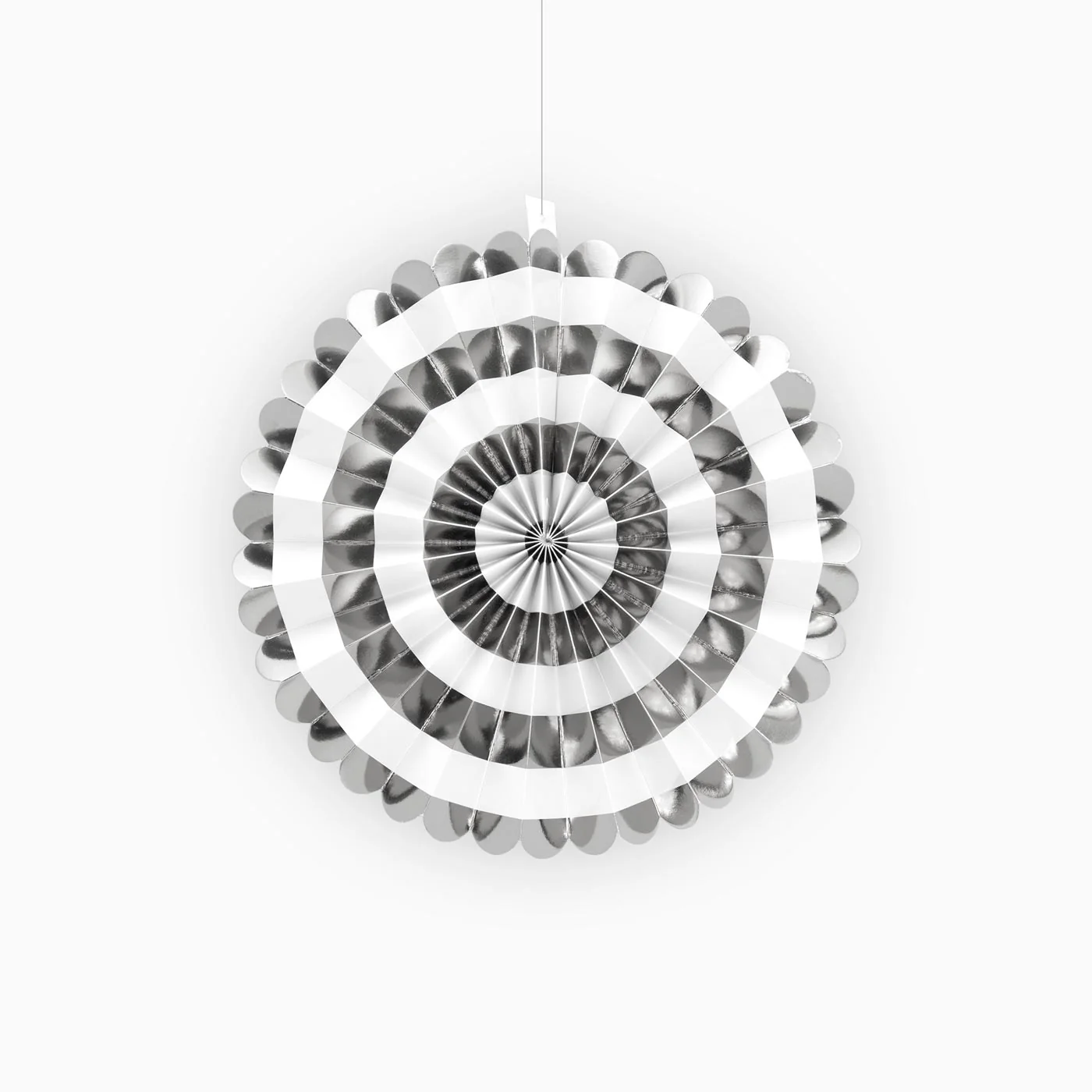 Abanico Papel Ø 30 cm Metalizado Plata en Espiral