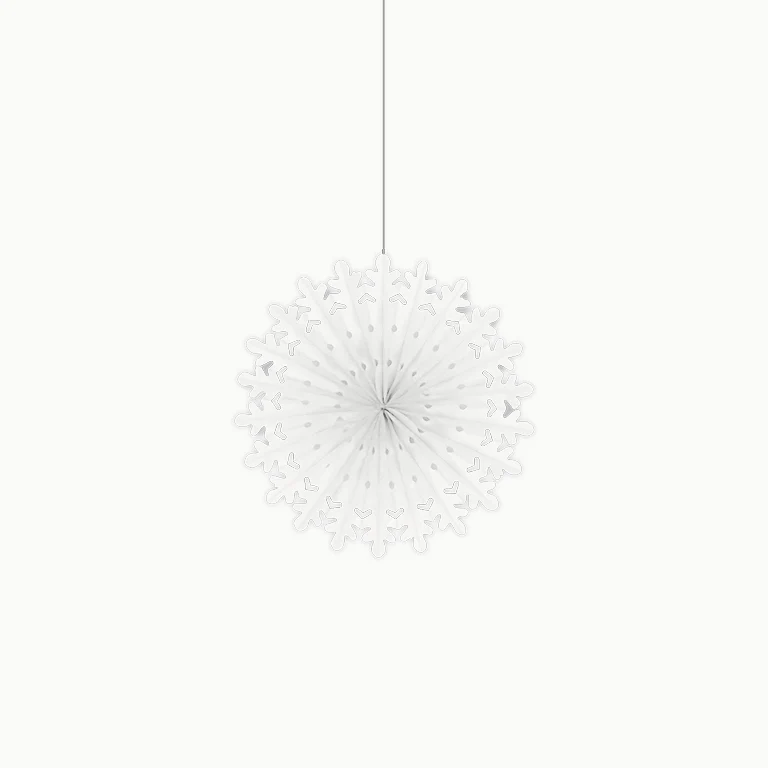 Abanico Papel Copo de Nieve Ø 20 cm Blanco