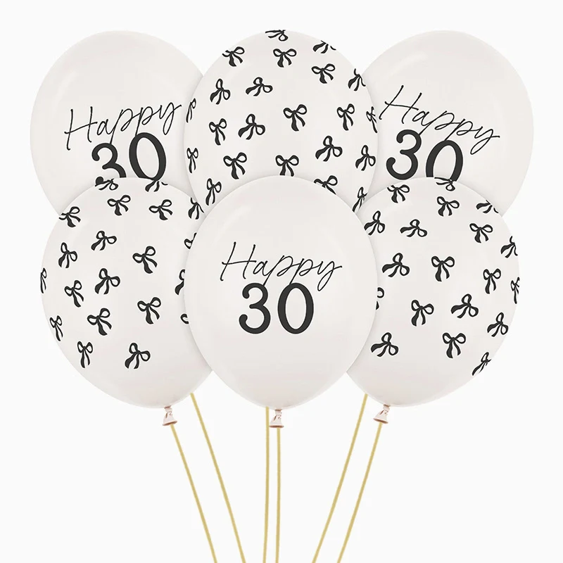 Globo Látex 30 cm 30 Cumpleaños Blanco Pastel