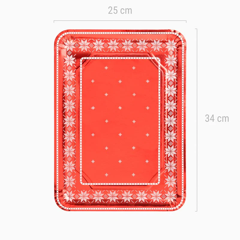 Bandeja Rectangular Cartón Navidad 25 x 34 cm Jacquard Rojo - Image 2