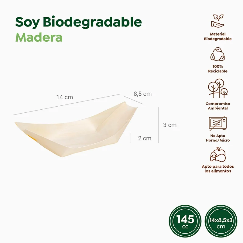 Barquilla Rectangular Madera Pequeña 13 x 8.5 x 2 cm - Image 3
