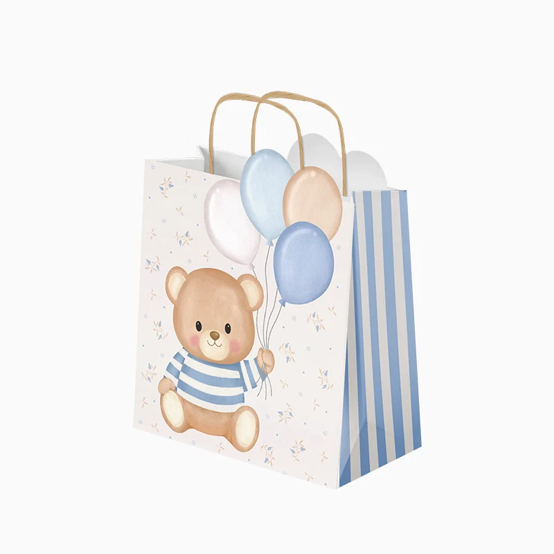 Bolsa Regalo Cartón Mediana 26 x 10 x 32 cm Baby Osito Azul con Globos