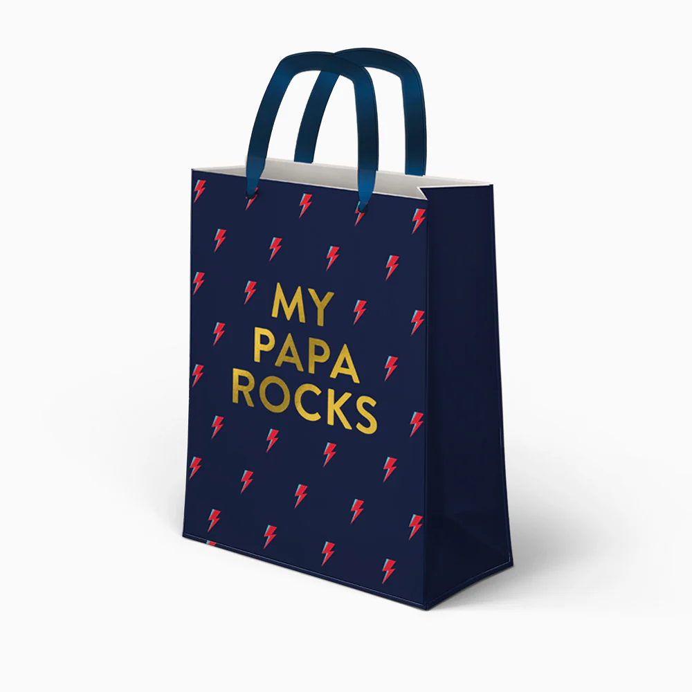 Bolsa Regalo Día del Padre Cartón 26 x 10 x 32 cm 'My Papa Rocks'