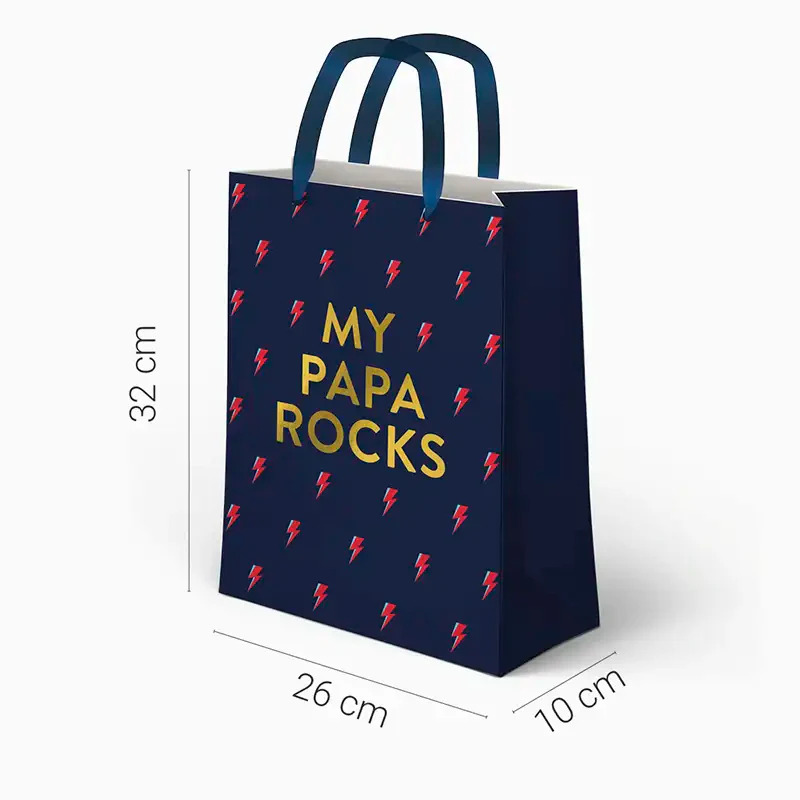 Bolsa Regalo Día del Padre Cartón 26 x 10 x 32 cm 'My Papa Rocks' - Image 2