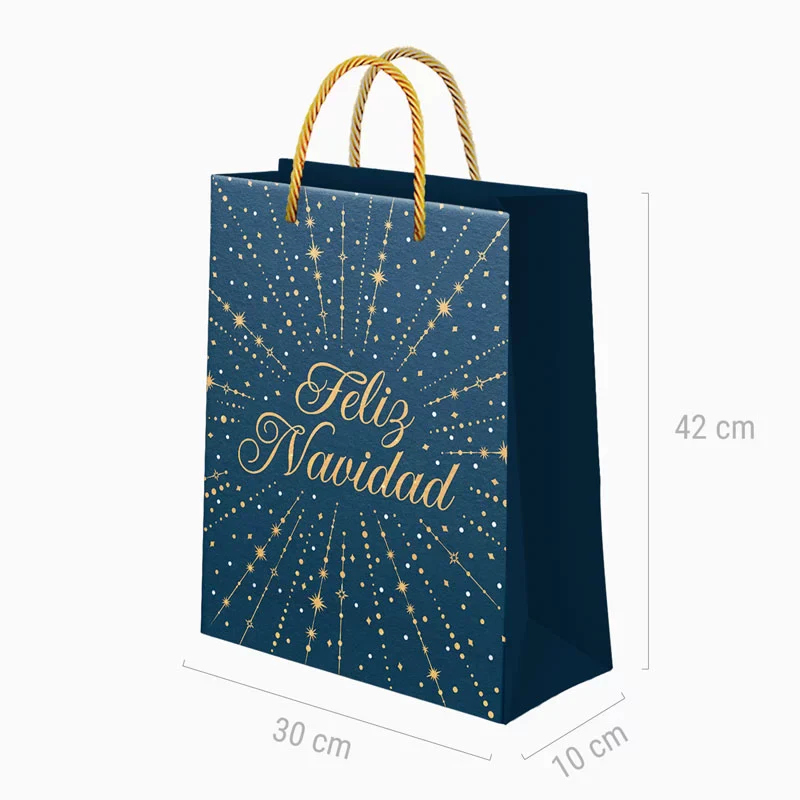Bolsa Regalo Grande Cartón Navidad 30 x 10 x 42 cm Azul Feliz Navidad - Image 3
