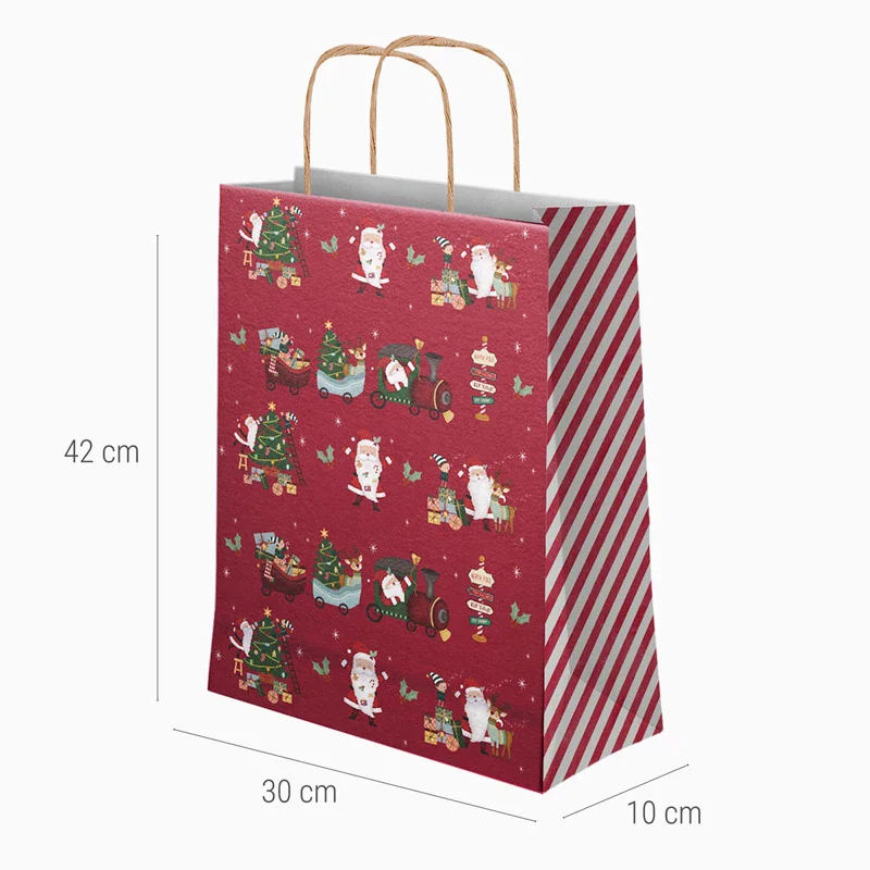 Bolsa Regalo Grande Cartón Navidad 30 x 10 x 42 cm ¡Llega Papá Noel! - Image 3