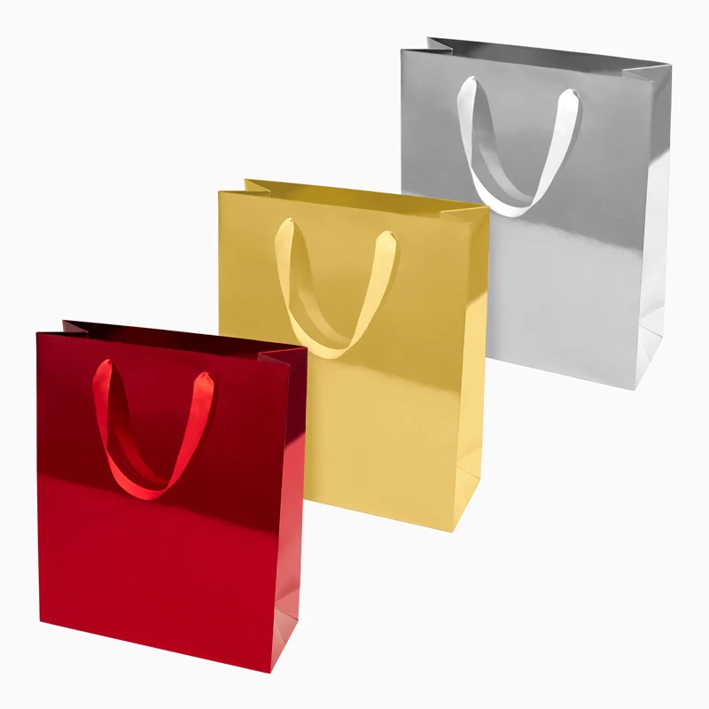 Bolsa Regalo Cartón Mediana 26 x 10 x 32 cm Metalizada Brillo