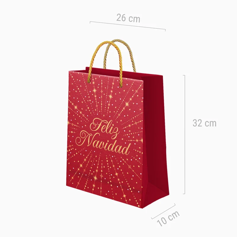 Bolsa Regalo Mediana Cartón Navidad 26 x 10 x 32 cm Rojo Feliz Navidad - Image 3