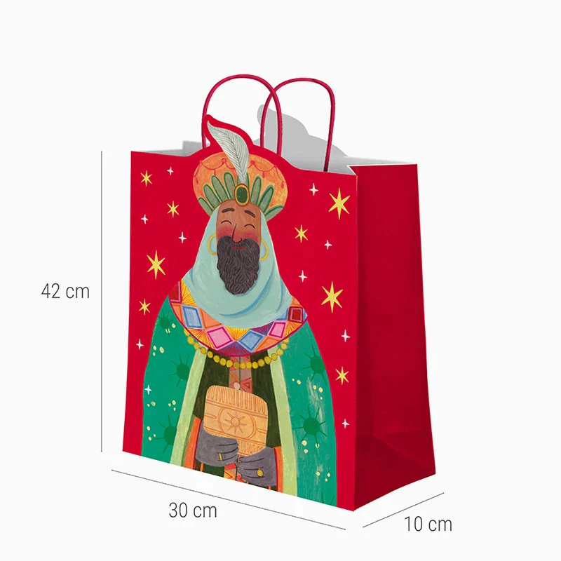 Bolsa Regalo Navidad Grande 30 x 10 x 42 cm Reyes Magos Baltasar - Image 3