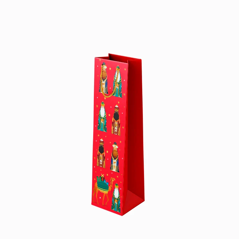 Bolsa Regalo Botella Vino Navidad 10 x 8 x 35 cm Reyes Magos