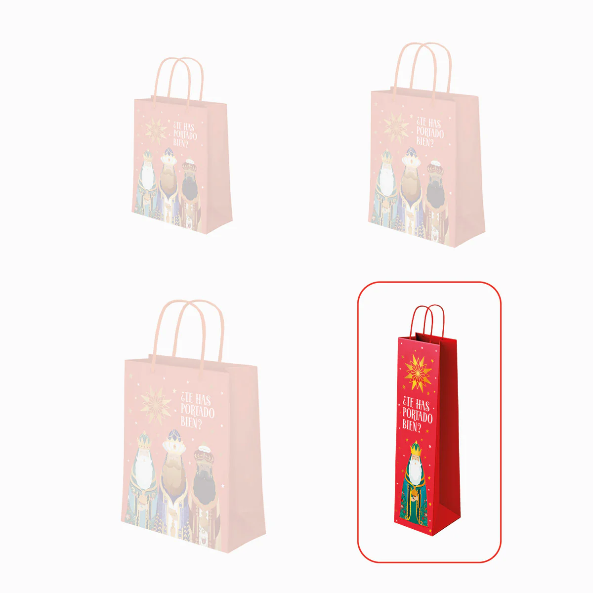 Bolsa Regalo Botella Vino Navidad 10 x 8 x 35 cm Reyes Magos "¿Te has portado bien?" - Image 4