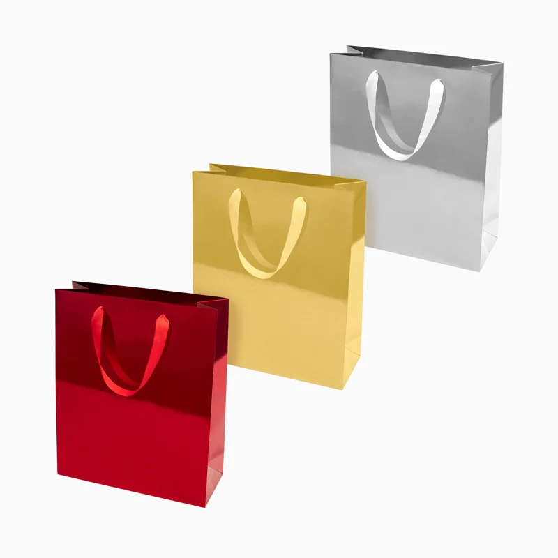 Bolsa Regalo Cartón Pequeña 18 x 10 x 24 cm Metalizada Brillo