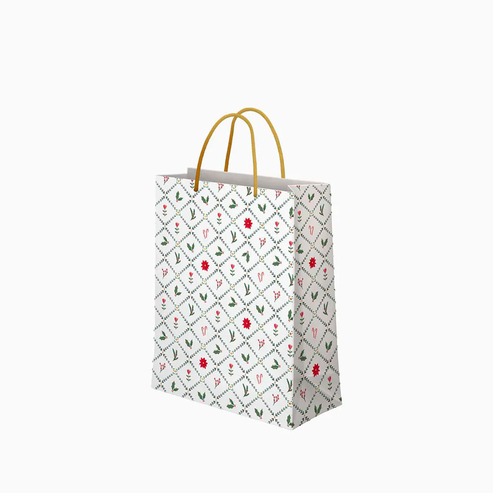 Bolsa Regalo Pequeña Cartón Navidad 18 x 10 x 24 cm Blanco