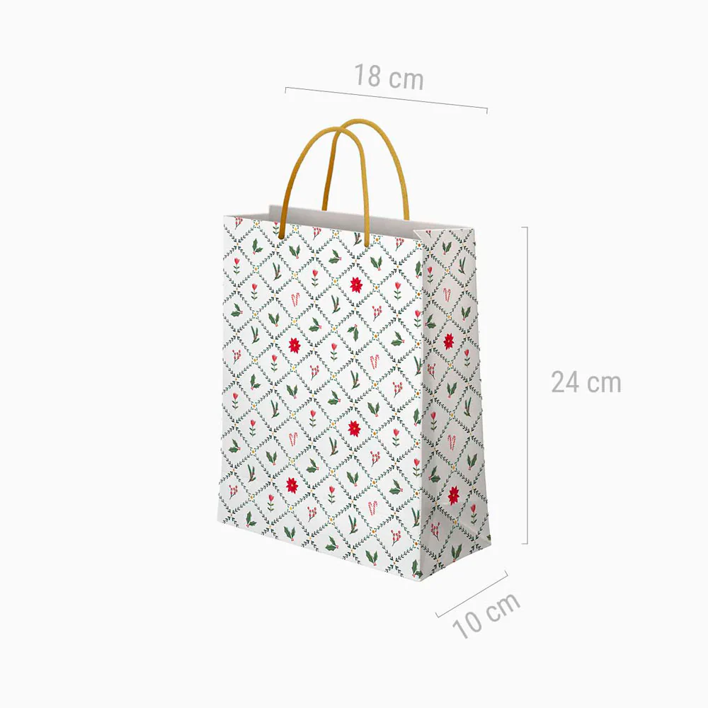Bolsa Regalo Pequeña Cartón Navidad 18 x 10 x 24 cm Blanco - Image 2