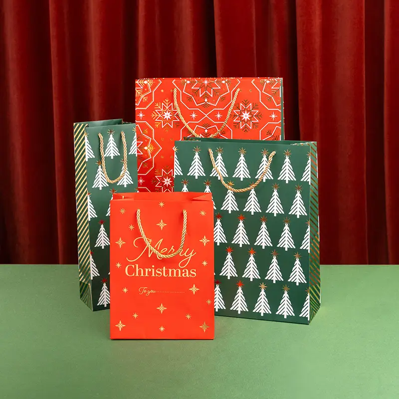Bolsa Regalo Pequeña Cartón Navidad 18 x 10 x 24 cm Abetos Verde - Image 3