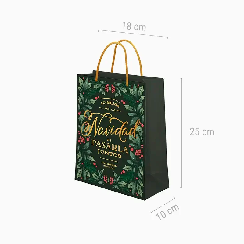 Bolsa Regalo Pequeña Cartón Navidad 18 x 10 x 24 cm Acebo - Image 2