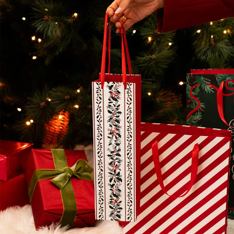 Bolsas Regalo Botella Vino Cartón Navidad 8 x 10 x 35 cm All I Want For Christmas - Image 2
