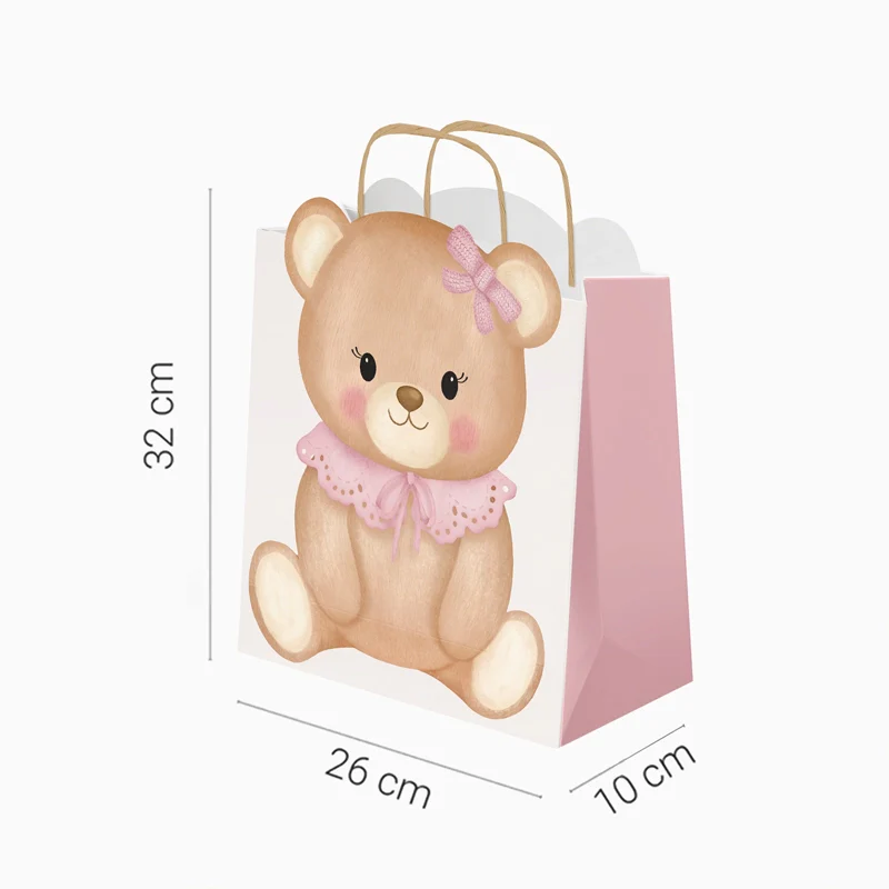 Bolsas Regalo Cartón Mediana 26 x 10 x 32 cm Baby Osito Rosa - Image 5
