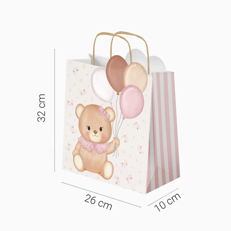 Bolsas Regalo Cartón Mediana 26 x 10 x 32 cm Baby Osito Rosa - Image 7