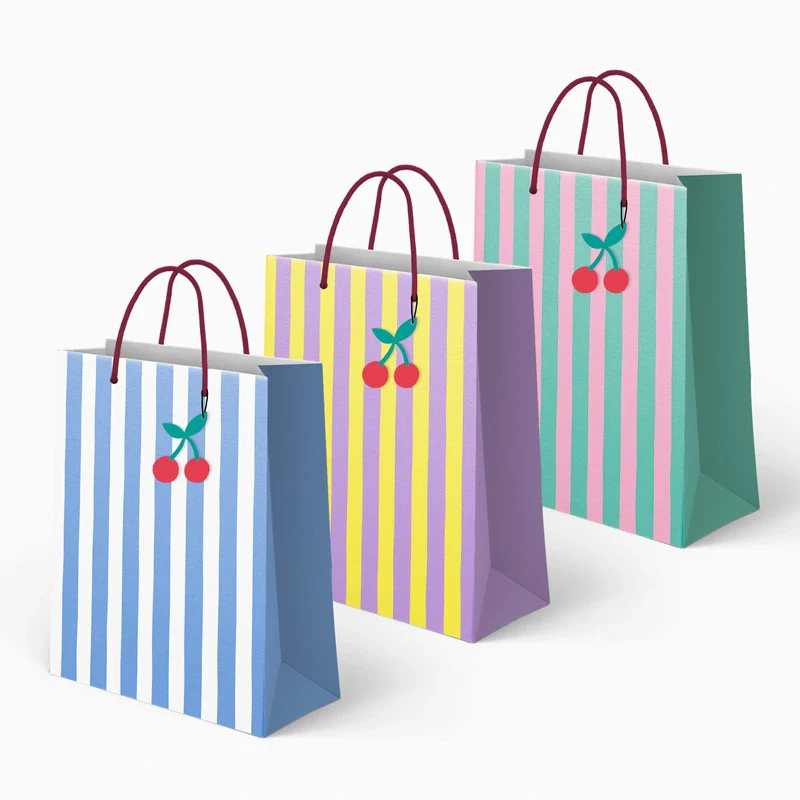 Bolsas Regalo Cartón Medianas 26 x 10 x 32 cm Happy Vibes Rayas