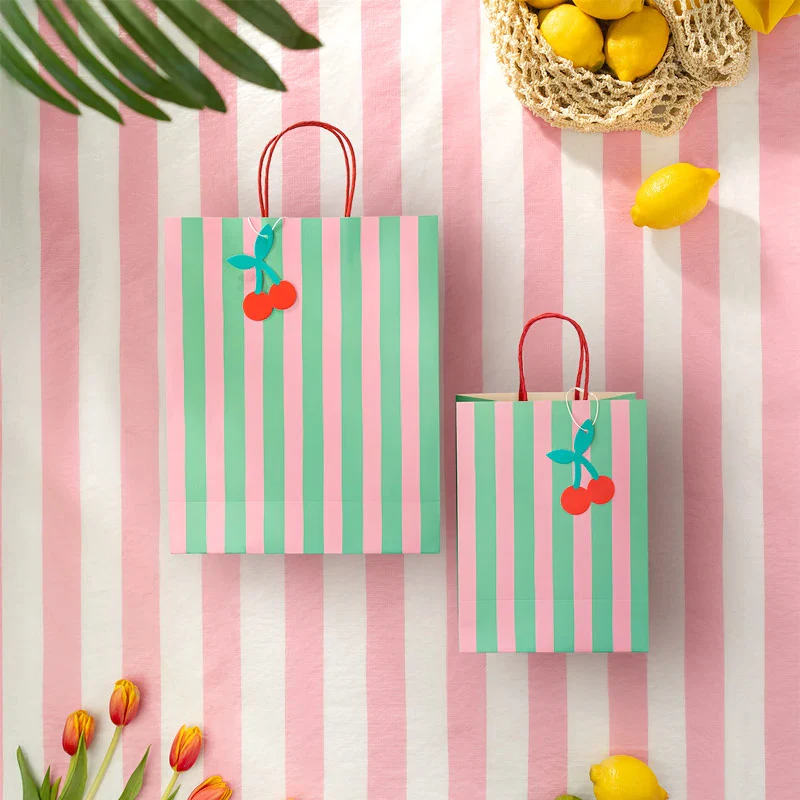 Bolsas Regalo Cartón Medianas 26 x 10 x 32 cm Happy Vibes Rayas - Image 6