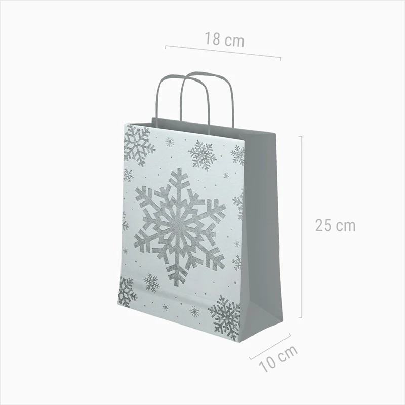 Bolsas Regalo Pequeña Cartón Navidad 18 x 10 x 24 cm Copo de Nieve Glitter - Image 4