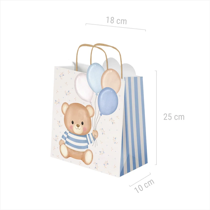 Bolsas Regalo Cartón Pequeña 18 x 10 x 24 cm Baby Osito Azul - Image 4