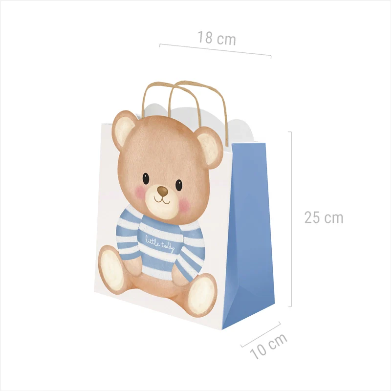 Bolsa Regalo Cartón Pequeña 18 x 10 x 24 cm Baby Osito Azul - Image 2