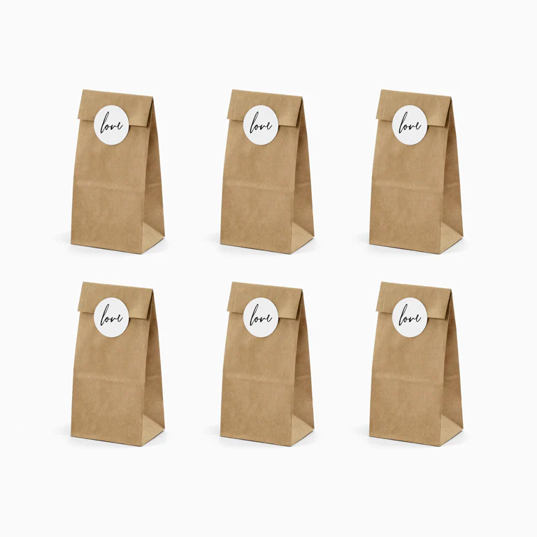 Bolsas Regalo Papel Kraft con Pegatinas Love