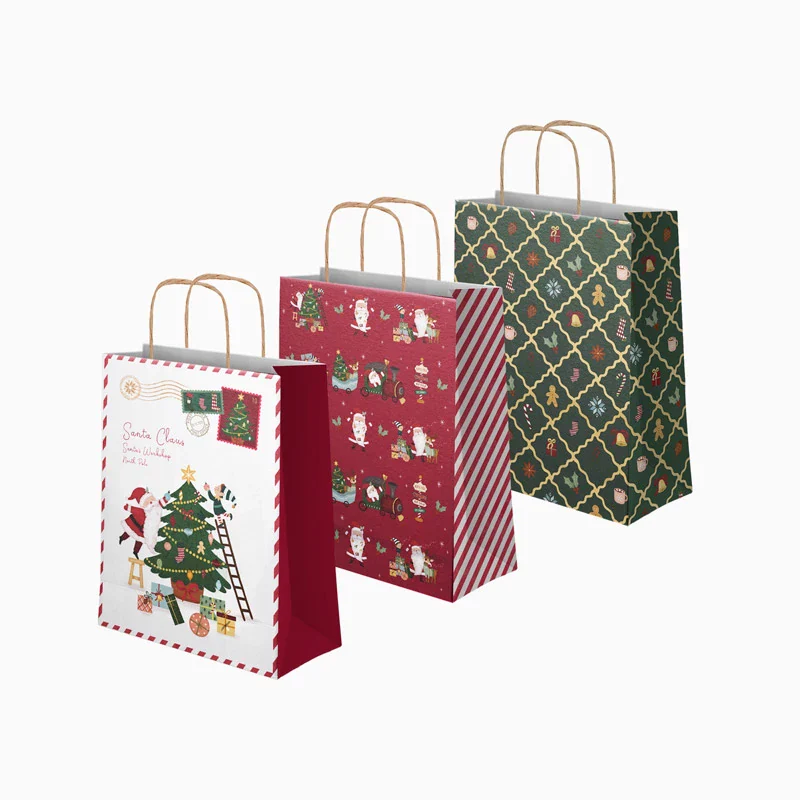 Bolsas Regalo Navidad Pequeñas 18 x 10 x 24 cm ¡Llega Papá Noel!