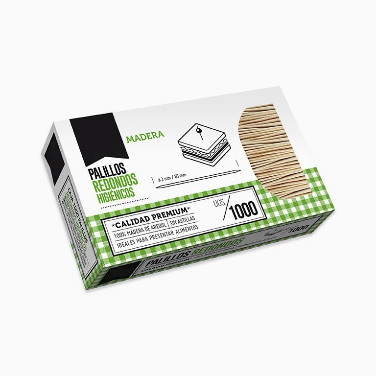 Palillos Higiénicos Redondos Ø 2 mm x 65 mm Caja 1000 uds
