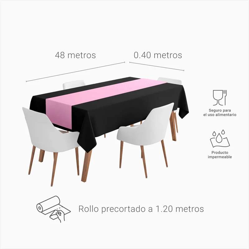 Rollo Camino de Mesa TNT de 48m con Precorte a 1.20m Rosa Pastel - Image 7