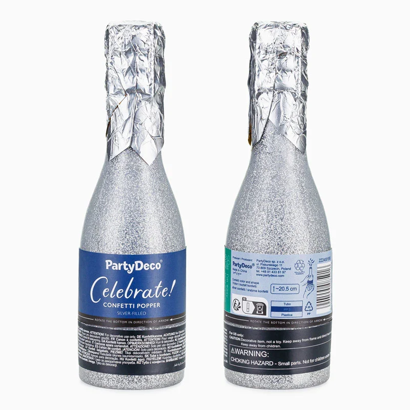 Cañon Confeti Plata Botella - Image 3