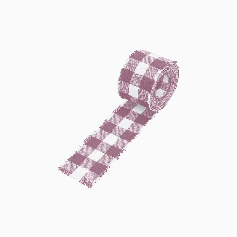 Cinta Tela Vichy 3 cm x 1.6 m Rosa Empolvado Pastel