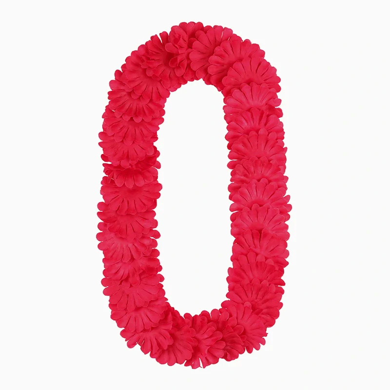 Collar Hawaiano Hojas Rosa Oscuro