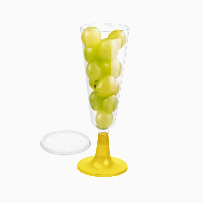 Copa Cava Plástico Reutilizable PP 150 cc con Tapa Oro (4 uds)