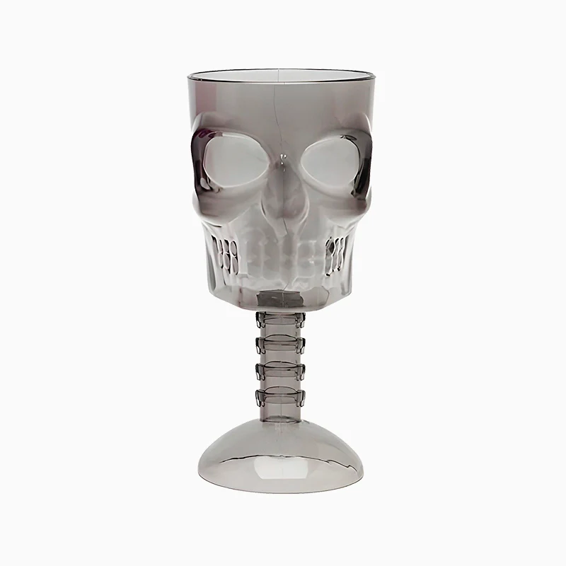 Copa Plástico PS Reutilizable 380 cc Halloween Forma Calavera Negro