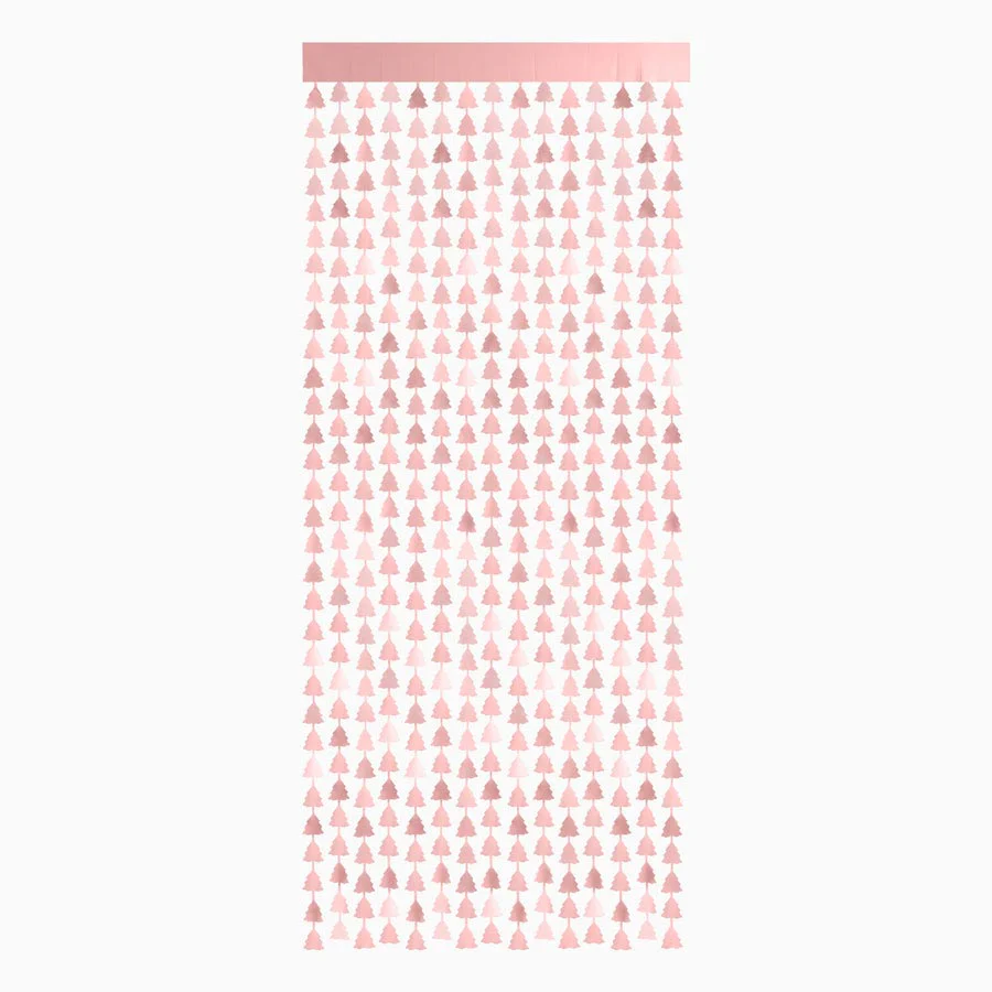 Cortina Árbol Metalizada Navidad 1 x 2 m Oro Rosa