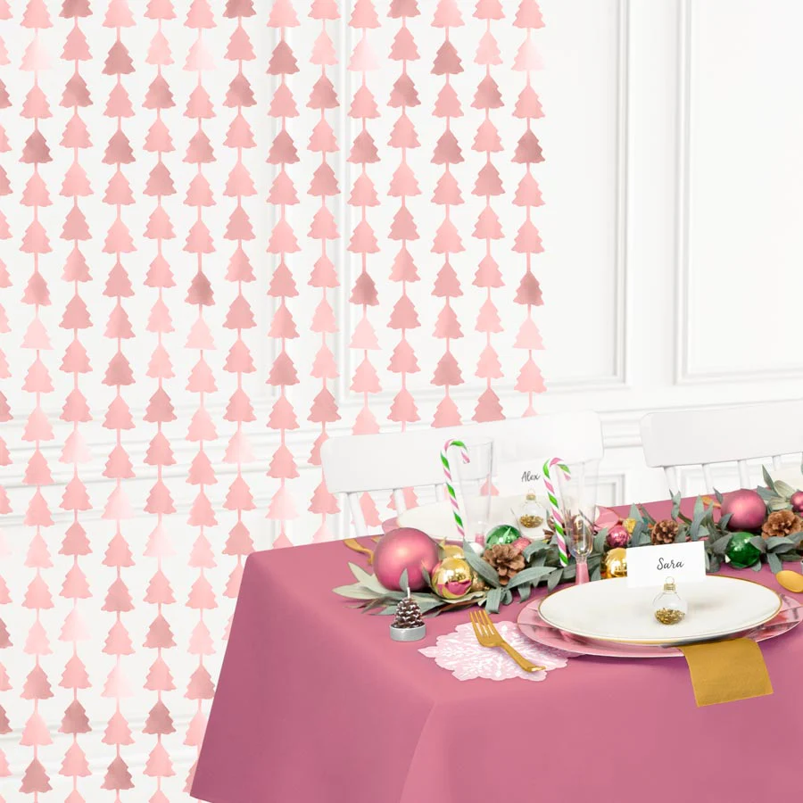 Cortina Árbol Metalizada Navidad 1 x 2 m Oro Rosa - Image 4