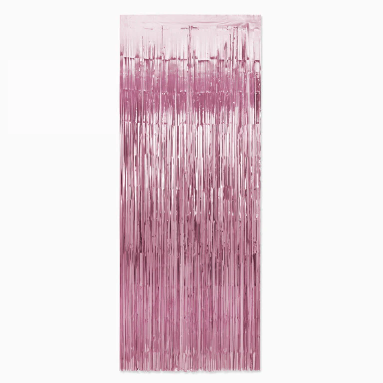 Cortina Decorativa Flecos Metalizada 1 x 2 m Rosa Pastel