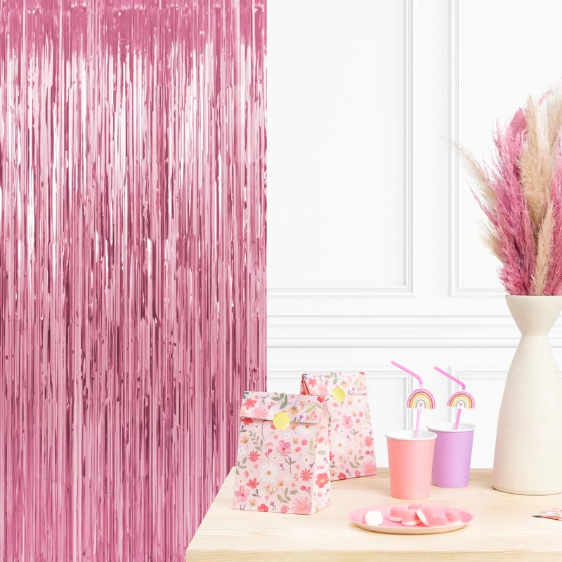 Cortina Decorativa Flecos Metalizada 1 x 2 m Rosa Pastel - Image 5
