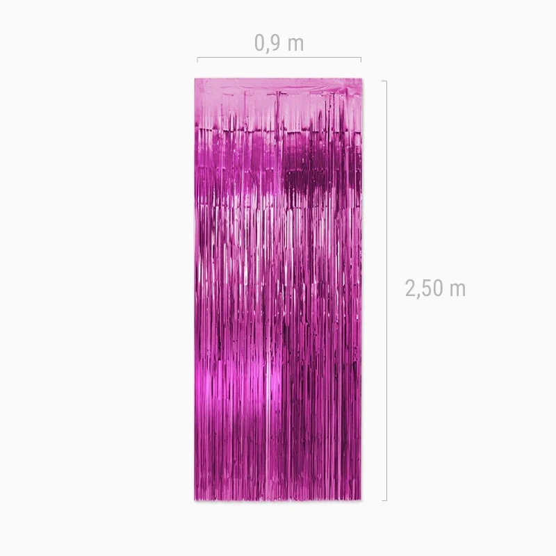 Cortina Decorativa Metalizada Flecos 0.90 x 2.40 m Fucsia - Image 3