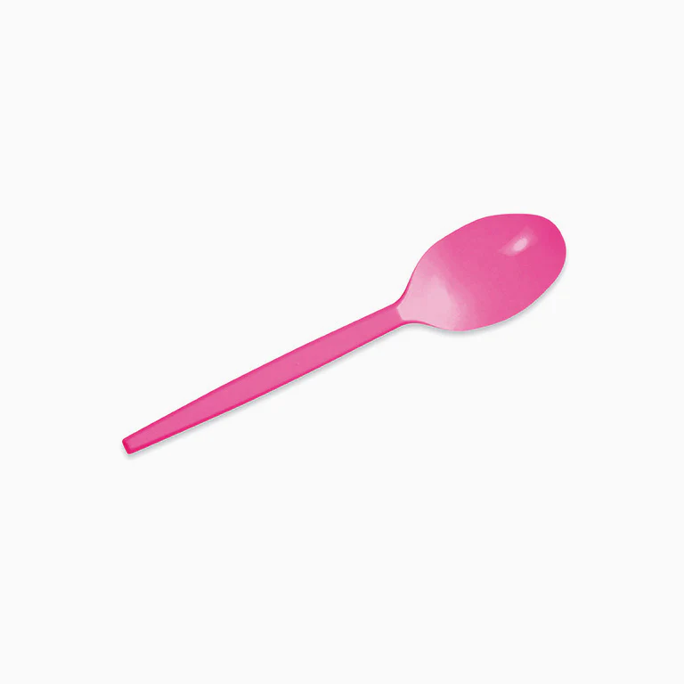 Cucharita Postre Plástico Reutilizable 12.5 cm Rosa