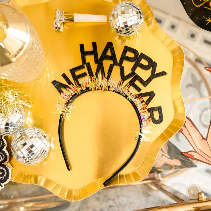 Diadema Nochevieja Negro 'Happy New Year' Glitter - Image 3