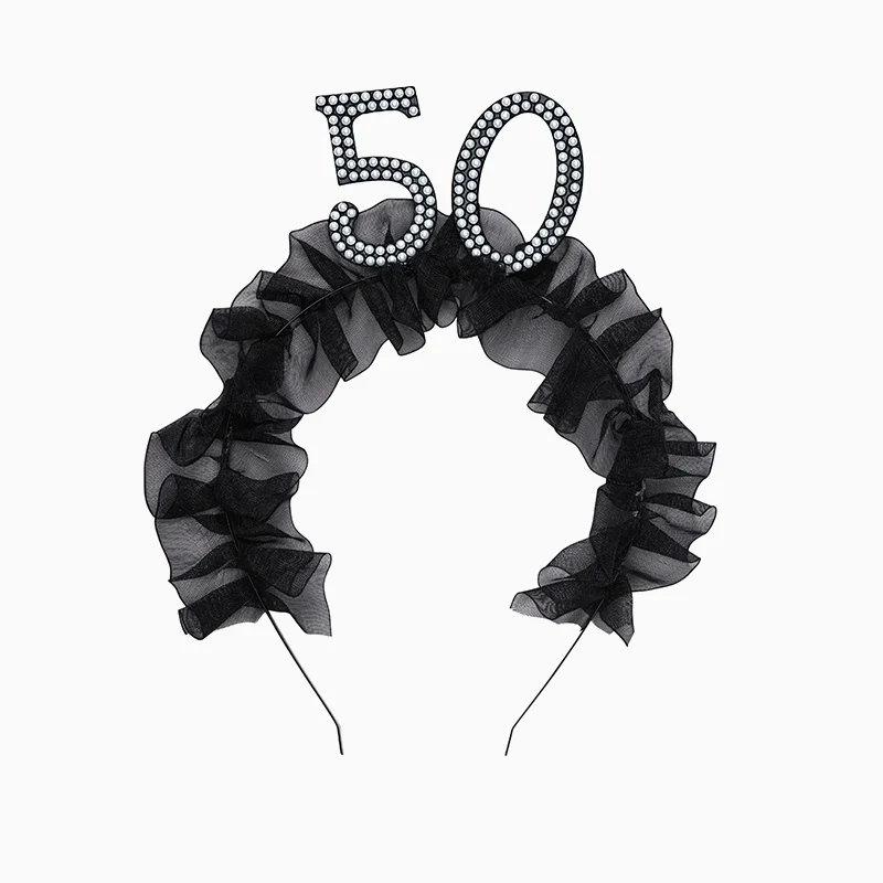 Diadema 50 Cumpleaños Negra Perlas