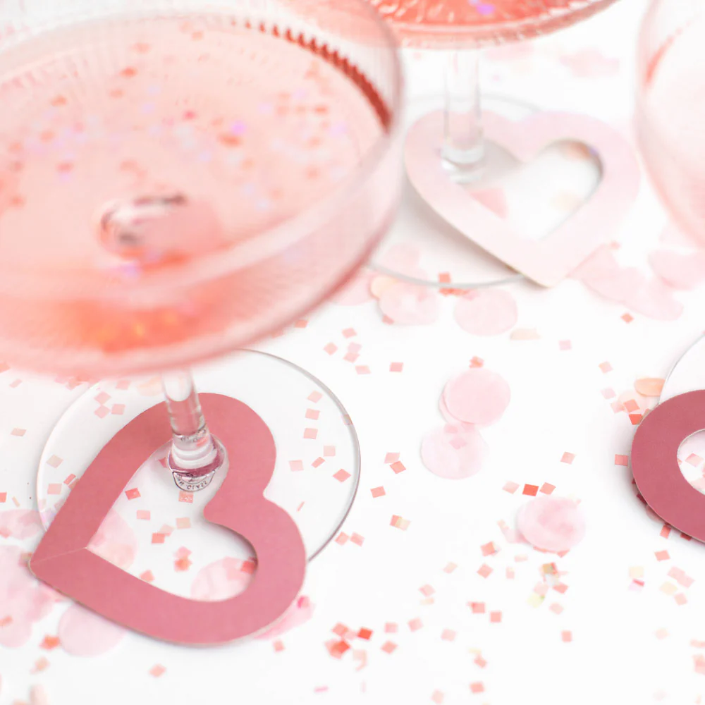 Etiquetas para Bebidas Cartón Corazones Rosa - Image 2