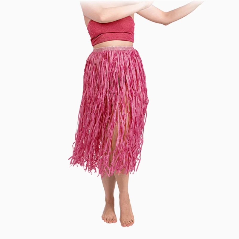 Falda Hawaiana Rafia Rosa Adulto