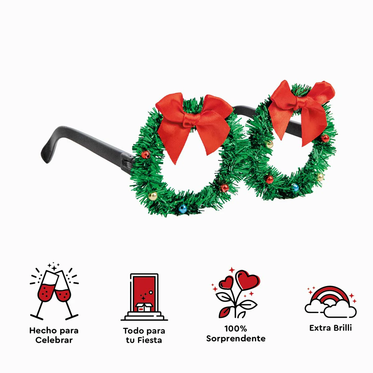 Gafas Navidad Talla Única Espumillón Verde con Lazo - Image 3