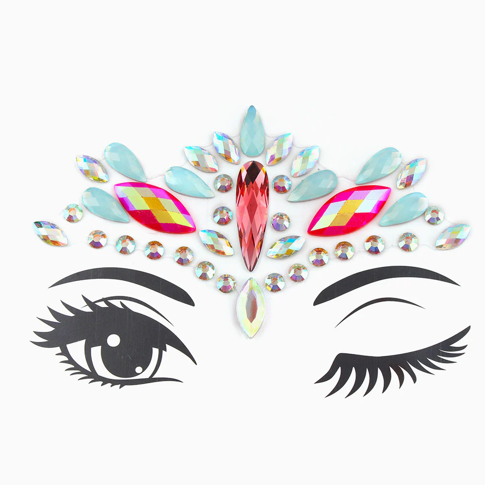 Gemas Faciales Adhesiva Brillante Multicolor